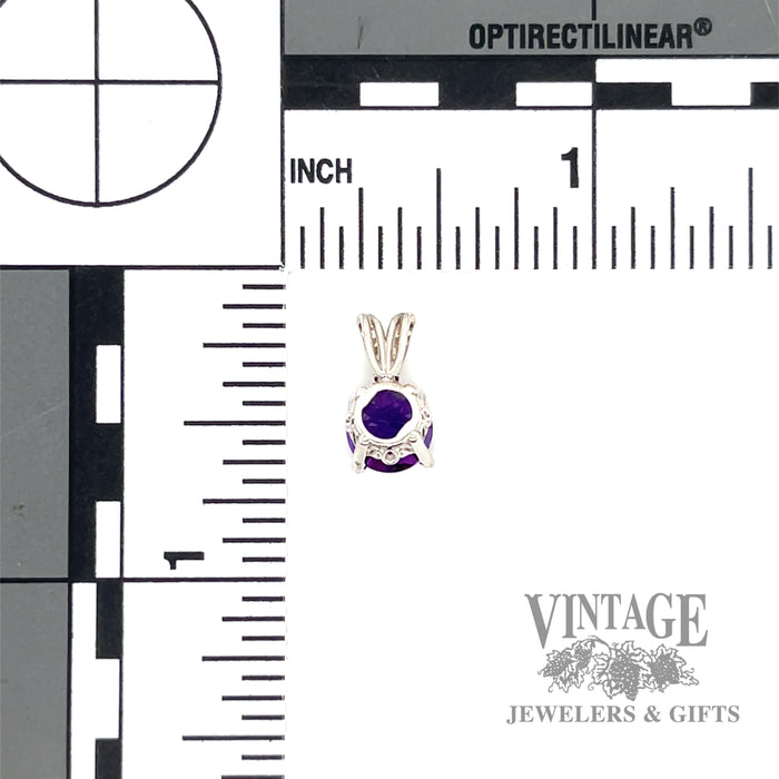 14k white gold amethyst pendant scale and back