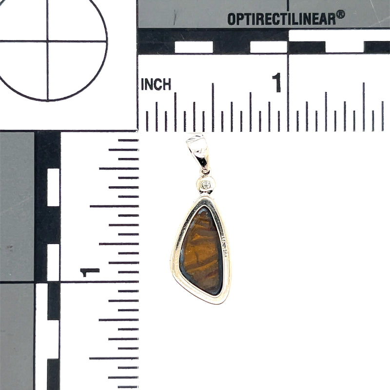 Black opal 14k white gold pendant