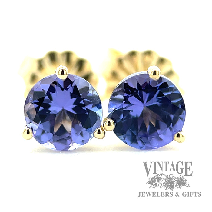 Tanzanite  and 14k gold martini stud earrings