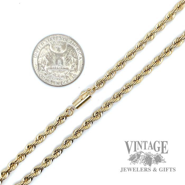 24" 14k yellow gold rope chain scale