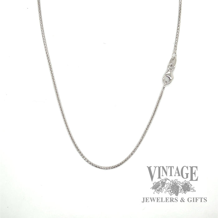 18" 1mm 14k white gold wheat chain with lobster clasp