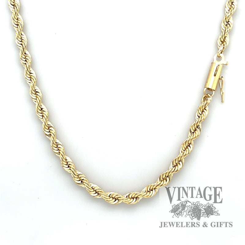 24" 14k solid gold 4 mm rope chain necklace