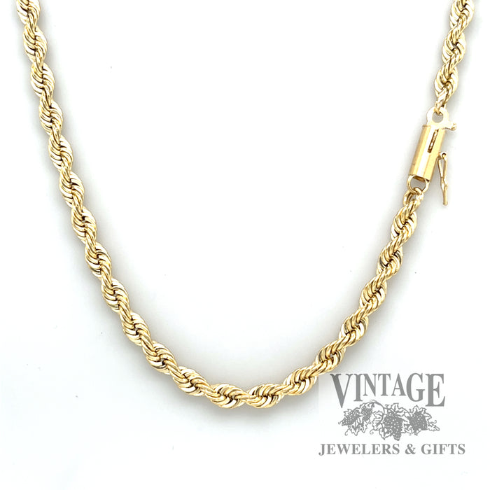 24" 3.5 mm solid 14k yellow gold rope chain