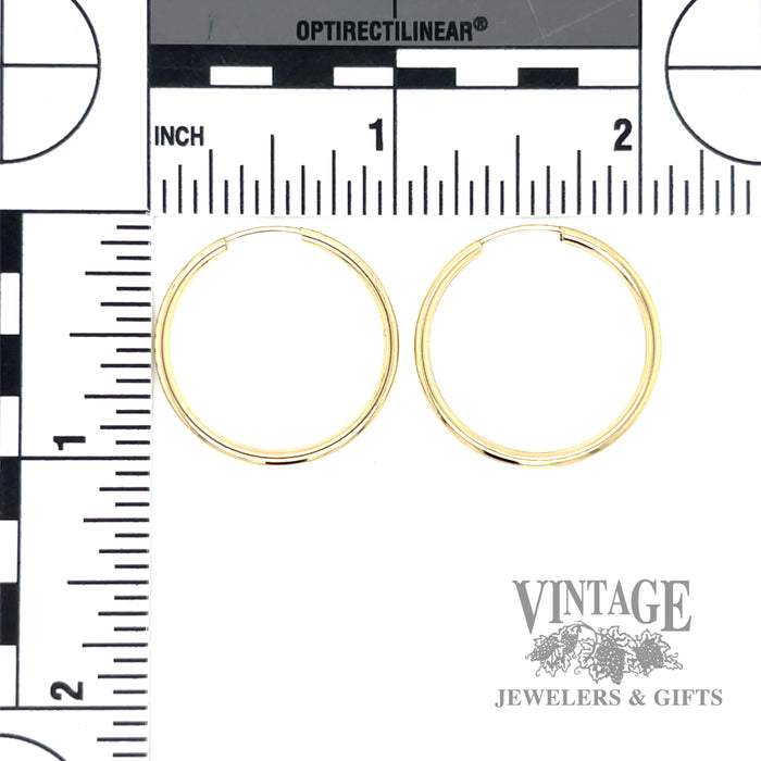 14ky gold endless hoops 23m scale