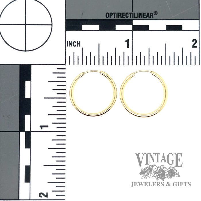 14ky gold endless hoops 15mm scale