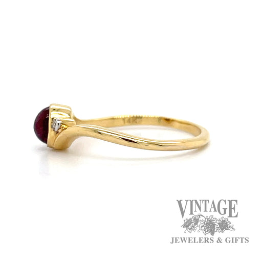 Burma Ruby with diamond accents 14k yellow gold bypass ring side