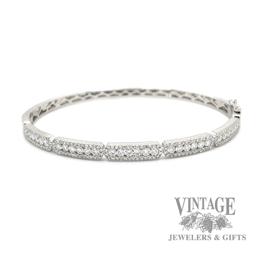 1.8ctw diamond 14k white gold hinged bangle bracelet