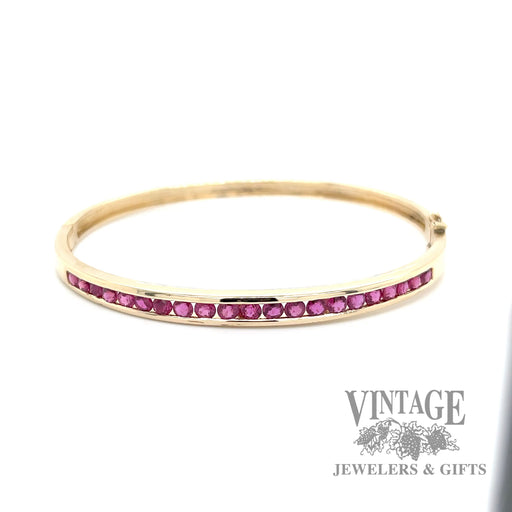 1.4 ctw ruby 14k yellow gold hinged bangle bracelet