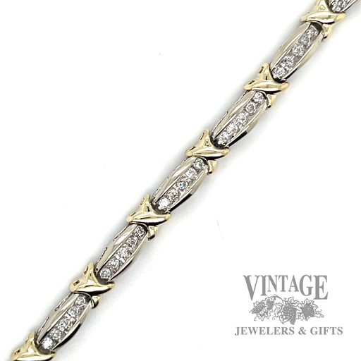 7" 1.05 ctw diamond accent yellow and white gold tennis bracelet