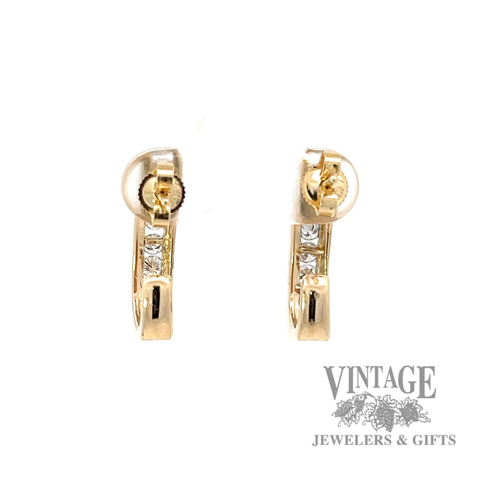 Channel set 0.96 ctw diamond accent hoop earrings