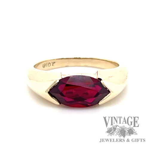 1.5ct marquise garnet chevron set in 10k yellow gold ring