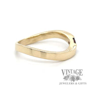 Square cut 0.2 ct garnet set in 14k yellow gold freeform band side 2