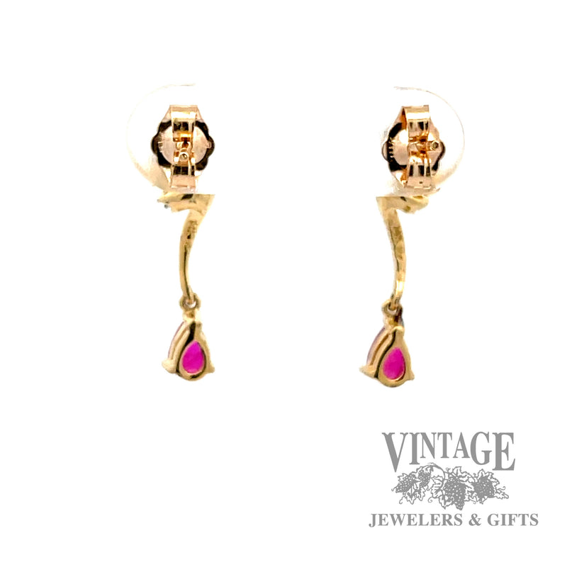 Ruby and diamond 14k drop earrings