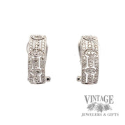Vintage 14k white gold diamond accent dangle, omega back earrings
