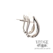 Vintage 14k white gold diamond accent dangle, omega back earrings side1