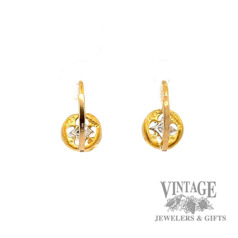 Round 22k gold, platinum and diamond drop earring