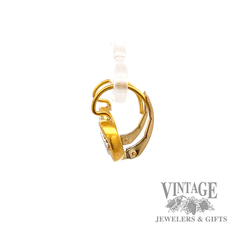 Round 22k gold, platinum and diamond drop earring