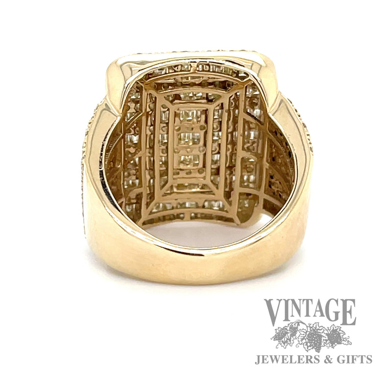 Diamond accent and 14k yellow gold signet style ring bottom