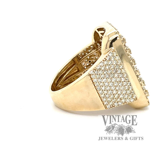 Diamond accent and 14k yellow gold signet style ring side