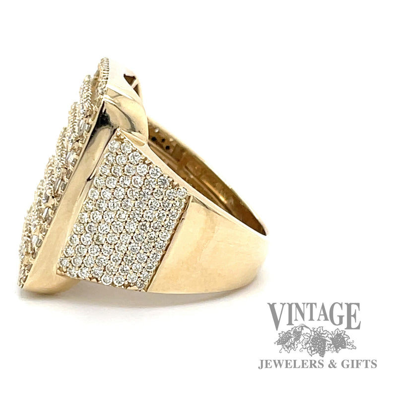 Diamond accent and 14k yellow gold signet style ring side
