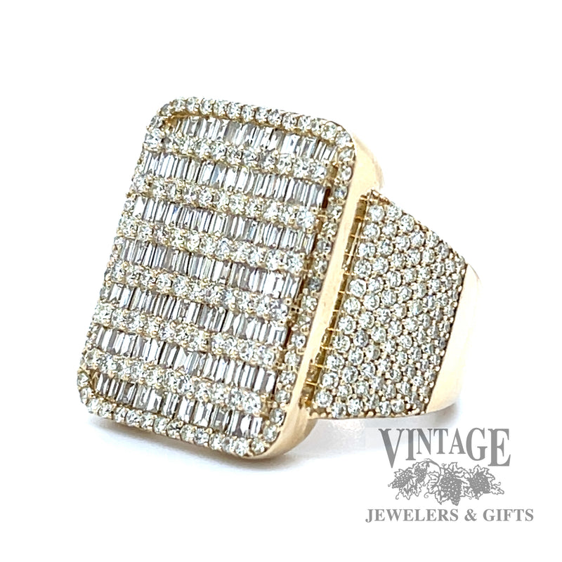Diamond accent and 14k yellow gold signet style ring