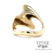 Natural diamond set in yellow gold freeform ring bottom