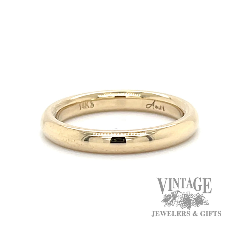 3 mm comfort-fit 14k gold half round ring band