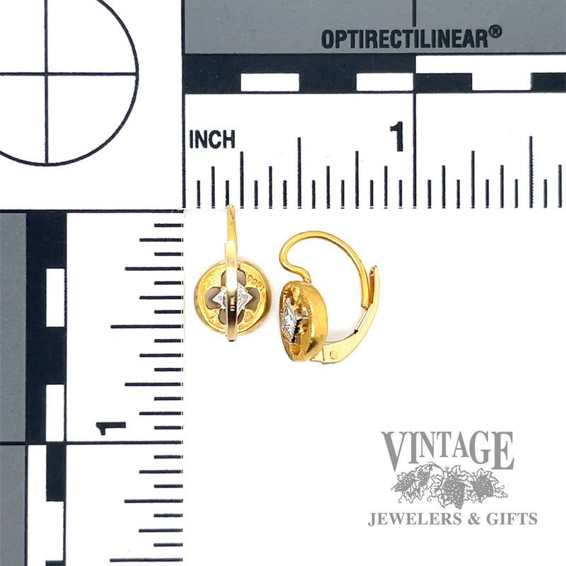 Round 22k gold, platinum and diamond drop earring