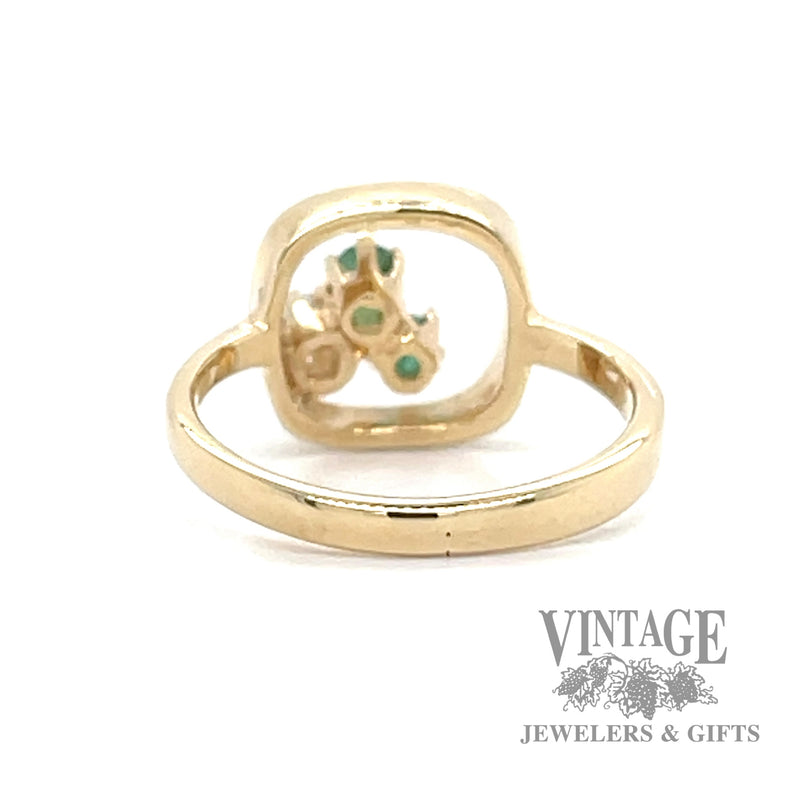 Emerald and diamond contemporary 14k gold ring