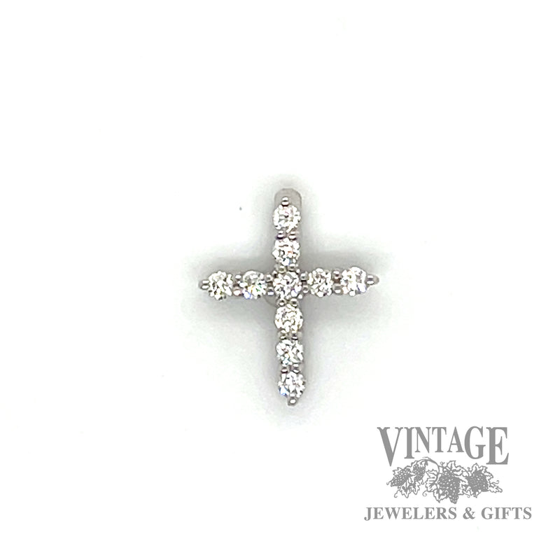 Diamond accent cross in 14k white gold front