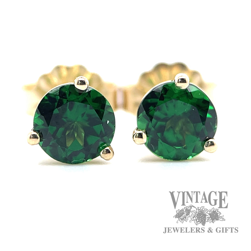Tsavorite garnet and 14k gold martini stud earrings