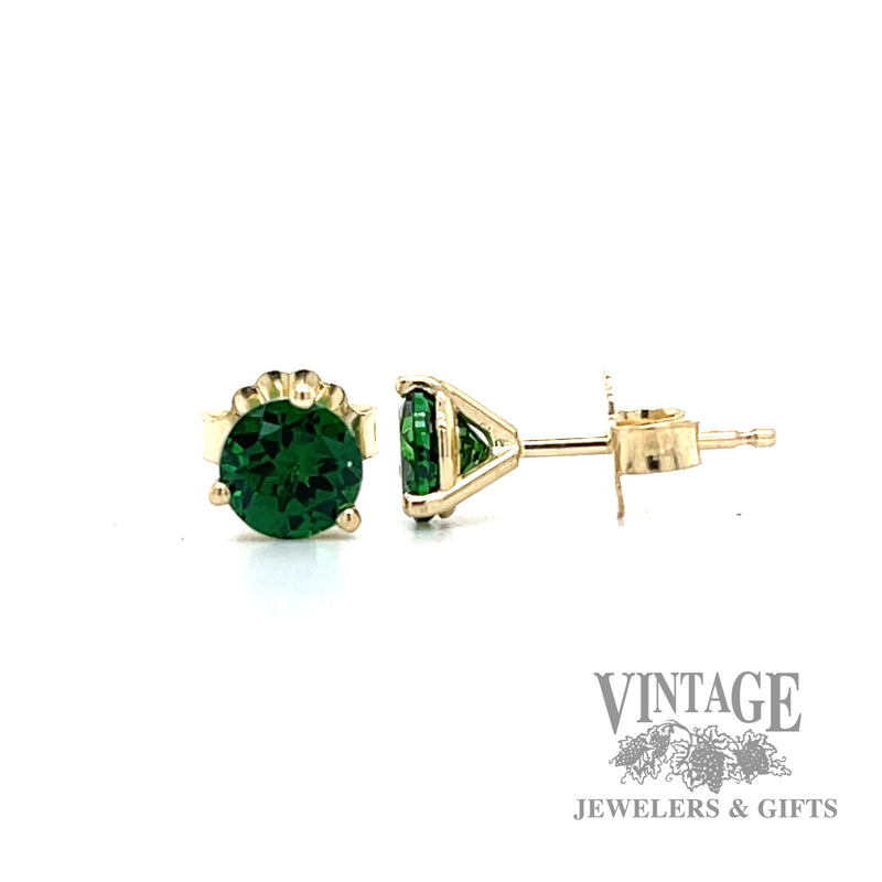 Tsavorite garnet and 14k gold martini stud earrings