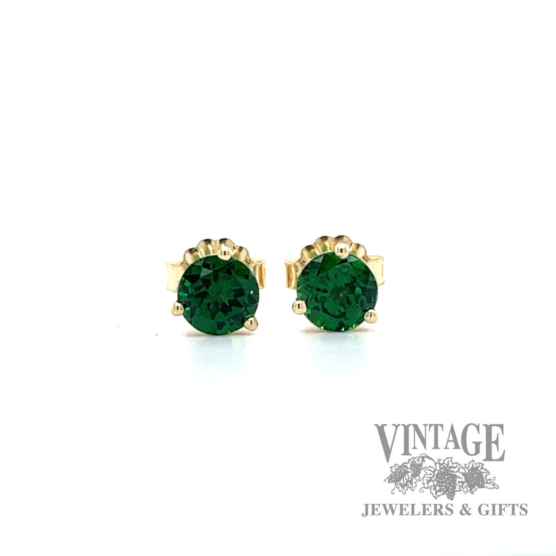 Tsavorite garnet and 14k gold martini stud earrings