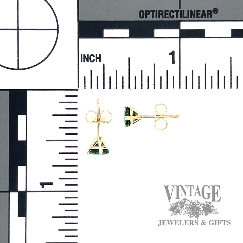 Tsavorite garnet and 14k gold martini stud earrings
