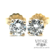 .875 ctw natural diamond 14k gold stud earrings