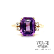 Amethyst and diamond accent 14k gold ring