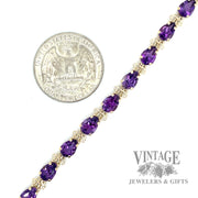 8" amethyst 14k gold link bracelet scale
