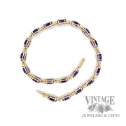 8" amethyst 14k gold link bracelet full side
