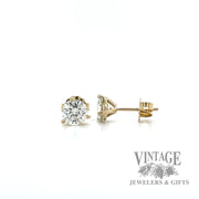 1.355 ctw natural diamond 14k gold stud earrings side