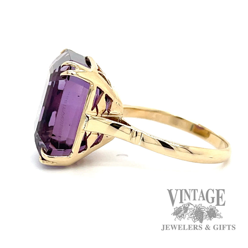 Vintage amethyst 12k gold solitaire ring side1