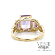 Amethyst 3-stone 10k gold ring bottom