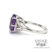 Fantasy cut amethyst 14k white gold solitaire ring side