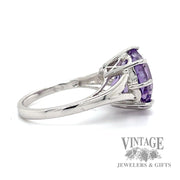 Fantasy cut amethyst 14k white gold solitaire ring side2