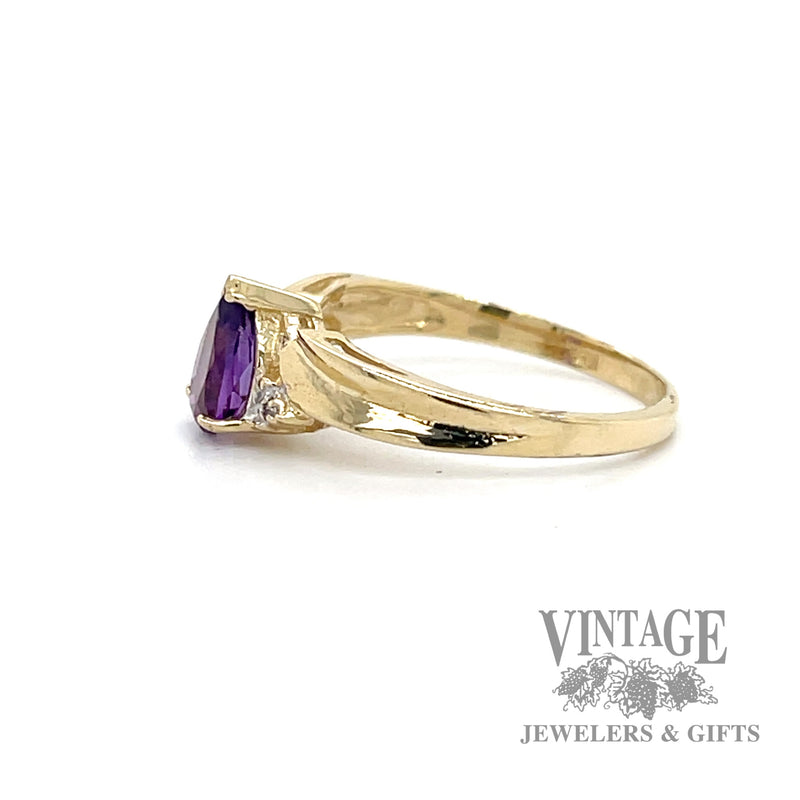 Amethyst and diamond accent bypass ring side1