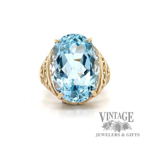 Blue topaz 14k gold ring