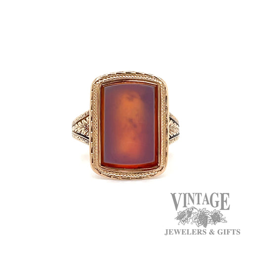 Sardonyx 10k rose gold signet ring