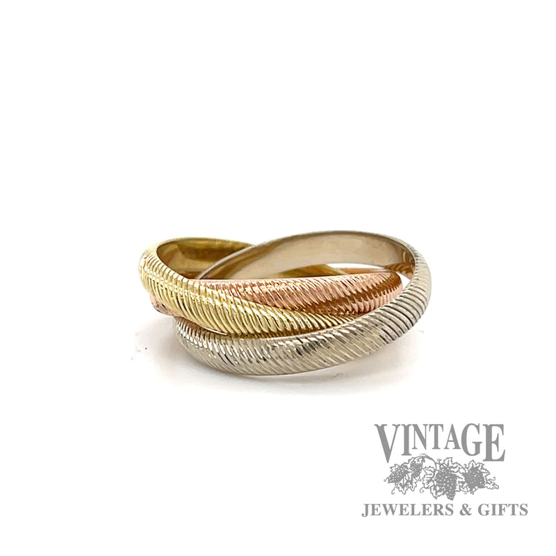 14k white rose and yellow gold 3 ring band 2