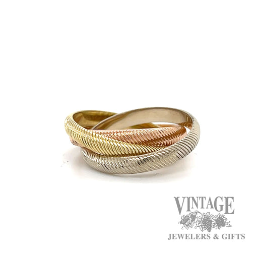 14k white rose and yellow gold 3 ring band 2