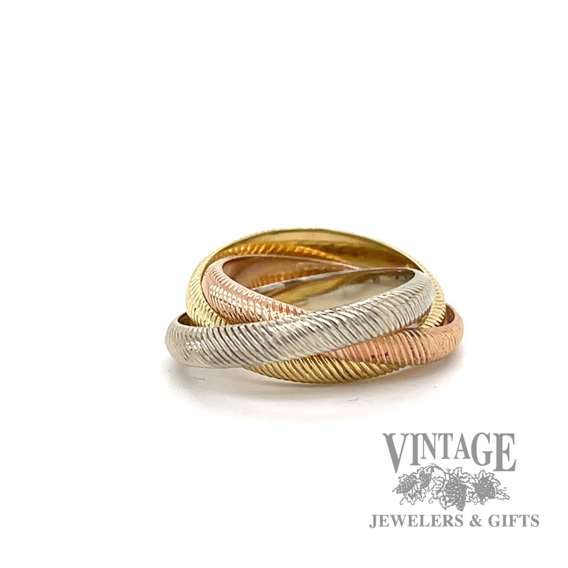 14k white rose and yellow gold 3 ring band 3