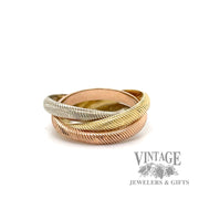 14k white rose and yellow gold 3 ring band